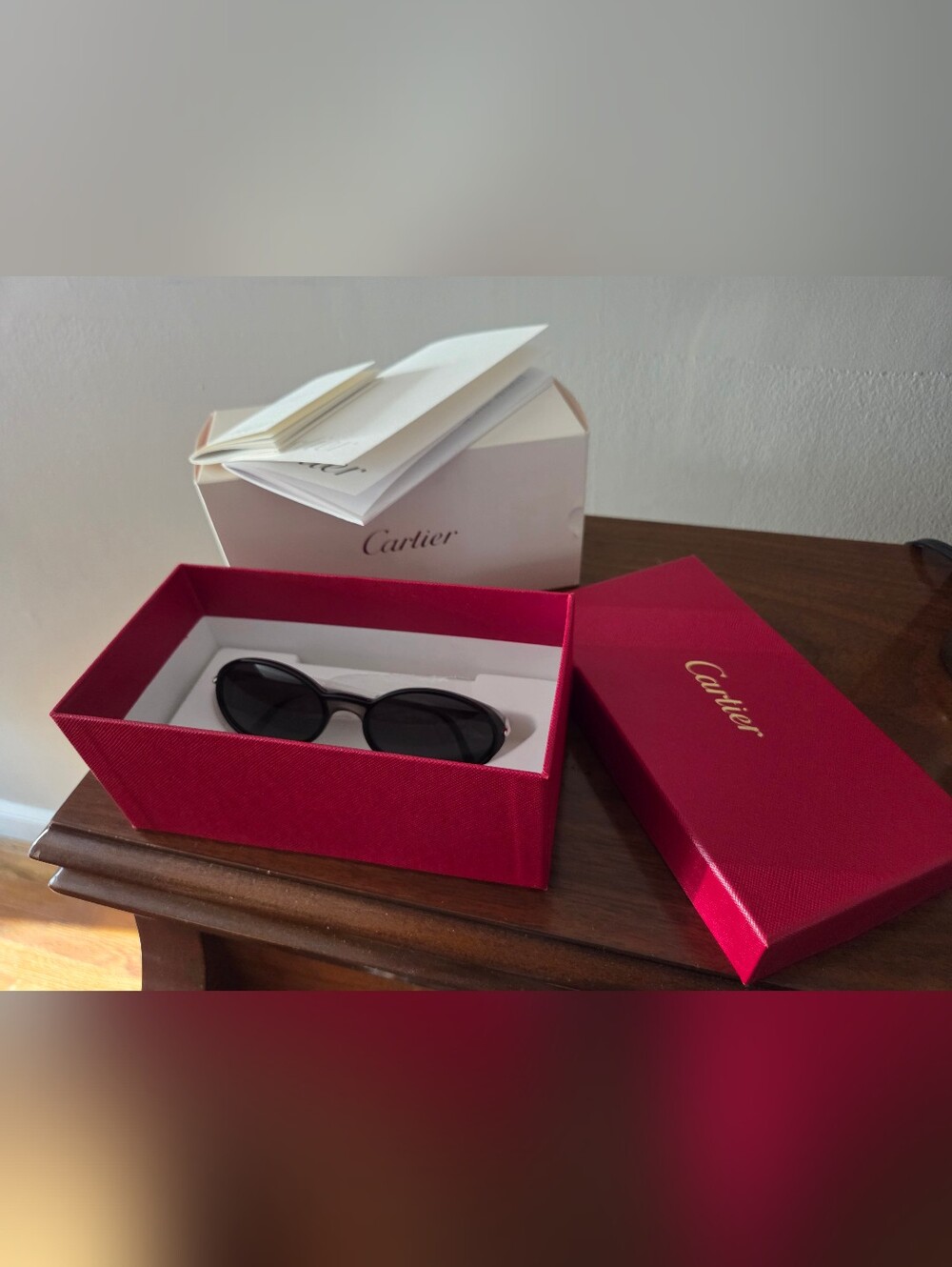Cartier  2005 Black Charcoal Women's Sunglasses with Red Cartier Box
